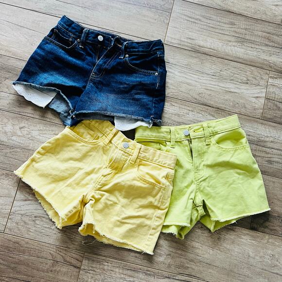 Girls Lot Old Navy Cutoff Denim Shorts Blue Yellow Green 10 Summer Jean - Picture 1 of 3